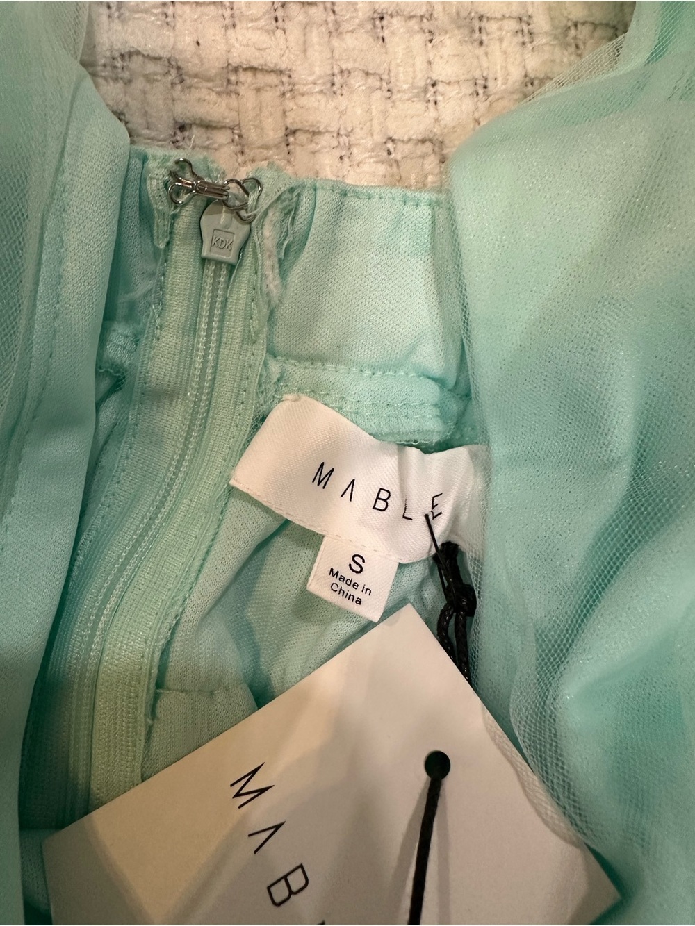 Mable mint green/ seafoam tulle tiered mini dress - Picture 6 of 8